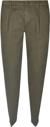 Fay Geplooide Katoenen Twill Broek - Heren - Chinos - Groen - W30 - Katoen - Broeken