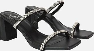 XY London Womens XY London Womens/Ladies Holden Diamante Square Toe Medium Block Mules - Black - Size: 6