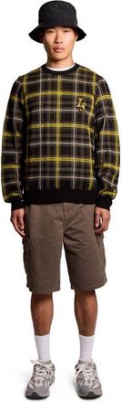 Lyle & Scott Ribbed Jacquard Tartan Crew Neck in Jet Black at Nordstrom, Size Xx-Large