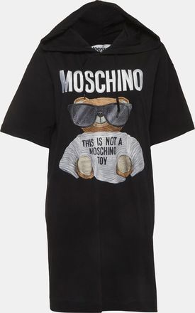 Moschino Couture Black Teddy Embroidered Cotton Hooded Dress