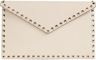 Valentino Garavani Rockstud Envelope Clutch - Dames - Clutches - Beige - ONE Size - Leer - Tassen