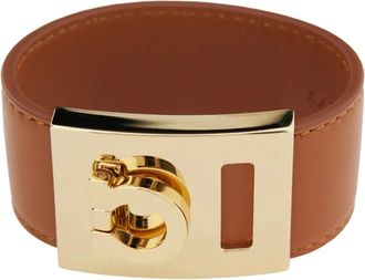 Ferragamo Bruin Leren Armband met Gancini Sluiting - Dames - Armbanden - Bruin - ONE Size - Leer - Accessoires