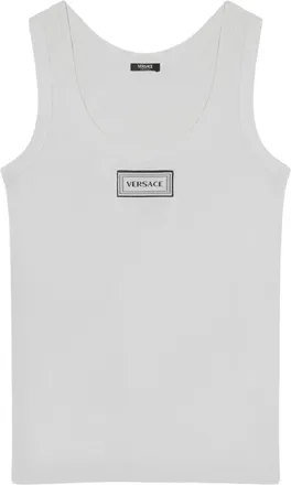 Versace White Stretch Cotton Tank Top