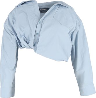 Jacquemus Jacquemus Mejean cropped poplin shirt in lichtblauw katoen