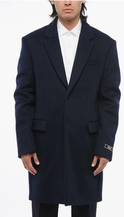 Versace Cappotto Monopetto in Lana e Cashmere con Tasche ad Aletta taglia 54