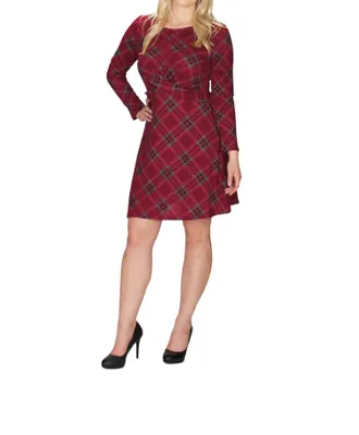 Papillon Geo Print Cross Front Sweater Dress In Wine