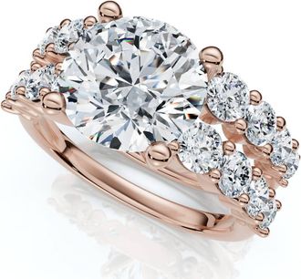 Pompeii3 Certified 3 6/8ct Diamond Engagement Wedding Ring Set 14k Gold Lab Grown