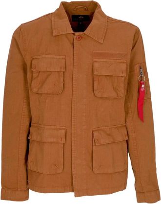 Alpha Industries Ripstop Cargo Overshirt Jas Hazel Brown - Heren - Zomerjassen - Bruin - L - Katoen - Jassen