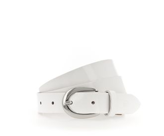 Tamaris Lederg&uuml;rtel TAMARIS Carolin Silver, Damen, Gr. 11,5, weiss (wei&szlig;), Materialmix, unifarben, G&uuml;rtel Lederg&uuml;rtel, weiches Lack-Rindleder mit hochgl&auml;nzend