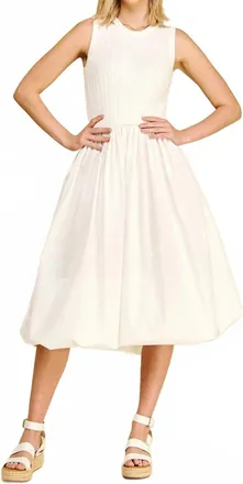 Pinch Design Bubble Hem Dress In White