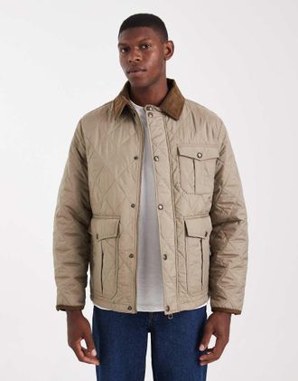 Jack & Jones Giacca trapuntata beige con colletto in tessuto a coste-Neutro