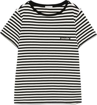 Moncler T-shirt in cotone a righe - Nero