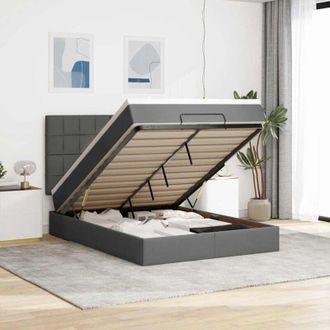 vidaXL Vidaxl - Estructura Cama Otomana Colch&oacute;n Tela Gris Oscuro 140x200cm