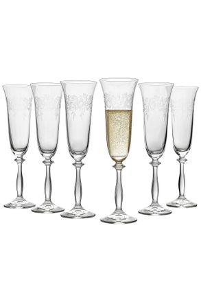 Novel Sektglas-Set, Klar, Glas, 6-teilig, 190 ml, Pantografieverzierung, Gl&auml;ser, Gl&auml;sersets