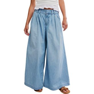 Free People Scout Mid Waist Wide Leg Jeans in California Blue at Nordstrom, Size X-Small