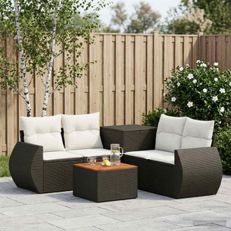 vidaXL Vidaxl Set Di Divani 6 Pz Nero E Bianco Crema