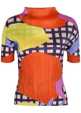Pleats Please Issey Miyake Printed Pleated Woven top - Red - 5