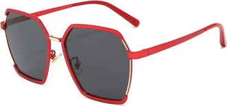 Generic Fashion Large Frame Metal Square Sunglasses For Men And Women Outdoor Street Photography Party Vacation Sun Glasses(Red)