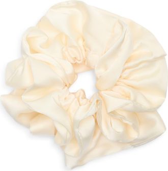 Natasha Oversize Satin Scrunchie in Ivory at Nordstrom