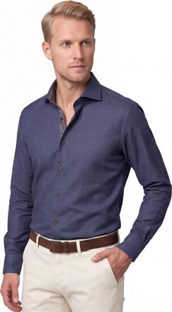 Led&ucirc;b Ledub overhemd strijkvrij effen donkerblauw normale fit