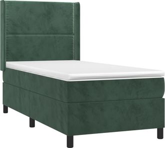 vidaXL Vidaxl - Cama Box Spring Con Colch&oacute;n Terciopelo Verde Oscuro 100x200 Cm