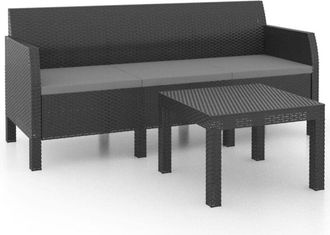 vidaXL Vidaxl - Set De Muebles De Jard&iacute;n 2 Pzas Cojines Pp Rat&aacute;n Gris Antracita