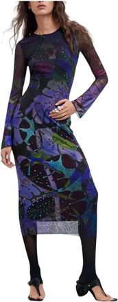 Desigual Kleedjes, Dames, Veelkleurig, XL, Leafs Lacroix Jurk