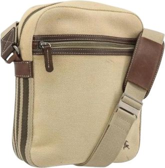 Burberry Pre-owned Cross Body Bags, female, Beige, Size: ONE SIZE Pre-owned Vintage Canvas Shoulder Bag
