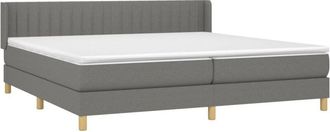 vidaXL Vidaxl - Cama Box Spring Con Colch&oacute;n Tela Gris Oscuro 200x200 Cm