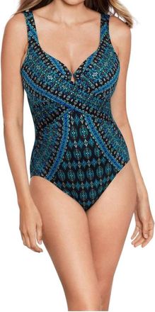 Miraclesuit Amarna Criss Cross Escape One Piece Swimsuit In Black/multi