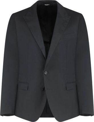 Dolce & Gabbana Katoenen Jas met Revers Kraag - Heren - Blazers - Zwart - L - Katoen - Jassen