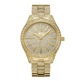 JBW Cristal Quartz Crystal Gold Crystal Pave Dial Ladies Watch J6346A