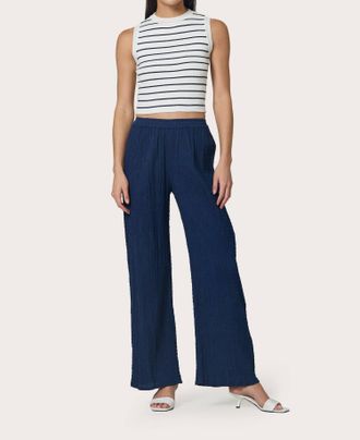 Lusana Slip On Wide Leg Pants In Indigo