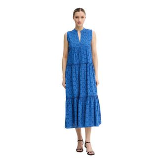 Lola Casademunt Swiss Embroidered Midi Dress - Dames - Casual kleedjes - Blauw - L - Katoen - Kleedjes