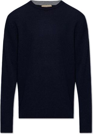 Woolrich Wollen Trui met Geborduurd Logo - Heren - Ronde hals truien - Blauw - L - Wol - Truien & Vesten