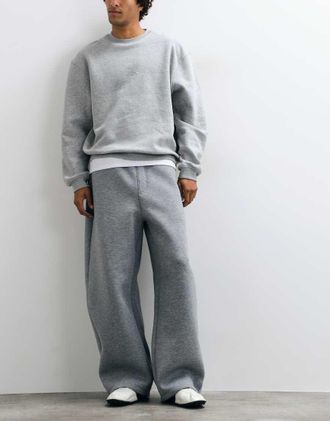 Weekday jogger in tessuto effetto scuba con gamba bombata e vita elasticizzata, grigio m&eacute;lange
