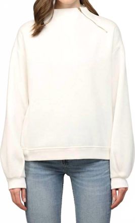 Fate Womens Zipper Trimmed Round Neck Sweatshirt In White