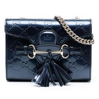 Gucci Tweedekans Mini Patent Guccissima Emily Schoudertas