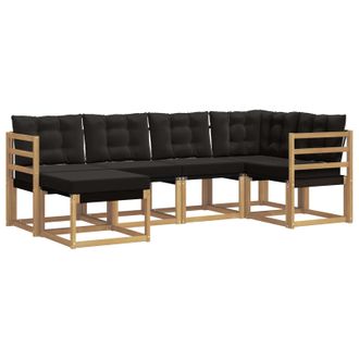 vidaXL Conjunto De Sof&aacute;s De Exterior Con Coj&iacute;n 6 Pcs Blanco Y Negro Vidaxl