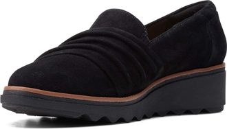 Clarks Womens Sharon Villa Loafer, Black Suede, 5.5 UK