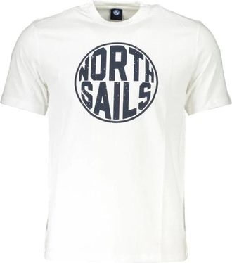North Sails Print Logo Korte Mouw Katoenen T-Shirt - Heren - T-shirts - Wit - L - Katoen - Tops
