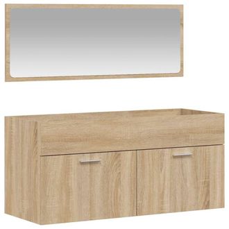Berkfield Home Bathroom Cabinet with Mirror Sonoma Oak Engineered Wood in Light Brown
