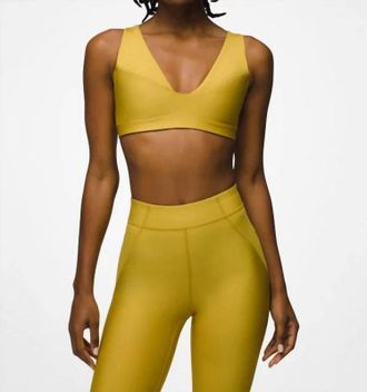 Prana Womens Sculpt Send Off Sport Bra In Golden Leaf