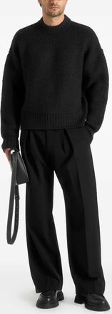 Manière De Voir Chris crew-neck sweater - men - Polyester/Nylon/Wool/Polyacrylic/Spandex/Elastane - S - Black