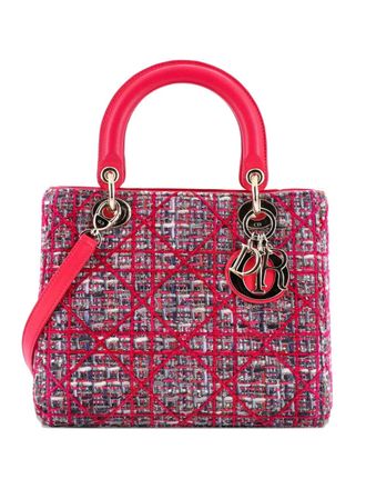 Dior Lady Dior Bag Tweed with Leather Medium satchel - Rosa