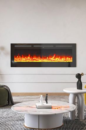 Living and Home 60 Inch inset Electric Fireplace in Black