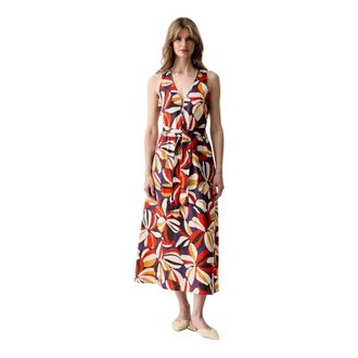Benetton Midi jurk met ceintuur - Dames - Casual kleedjes - Veelkleurig - XS - Leer - Kleedjes