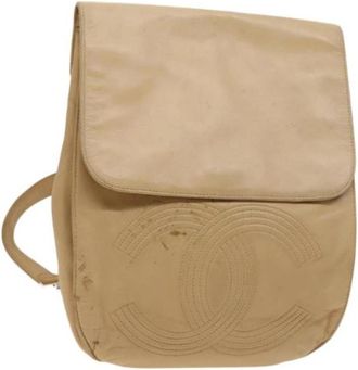 Chanel Pre-owned Leather backpacks - Dames - Vintage Rugzakken - Beige - ONE Size - Vintage