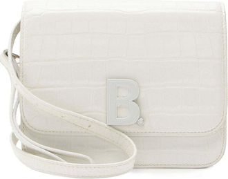 Balenciaga White Croc-Embossed Leather Small B Bag (Authentic Pre-Loved)