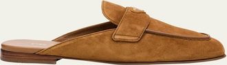 Prada Logo Suede Loafer Mules